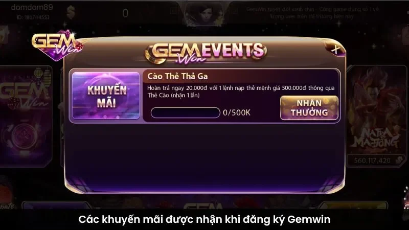 khuyến mãi gemwin